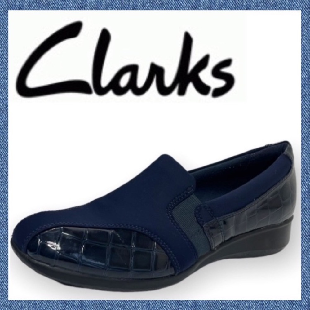 Clarks Comfort Slip On Gael Beam Loafers Navy Blue Size 8.5